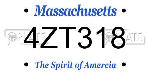 4ZT318 Massachusetts License Plate