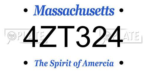 4ZT324 Massachusetts License Plate