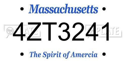 4ZT3241 Massachusetts License Plate