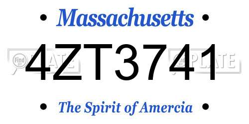 4ZT3741 Massachusetts License Plate