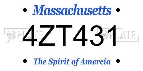 4ZT431 Massachusetts License Plate
