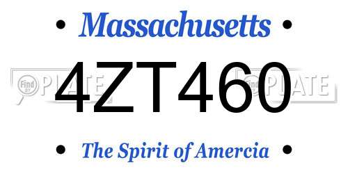 4ZT460 Massachusetts License Plate