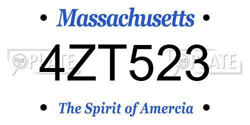 4ZT523 Massachusetts License Plate