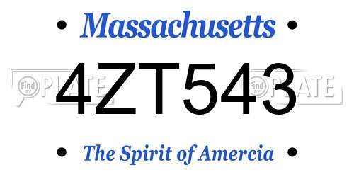 4ZT543 Massachusetts License Plate