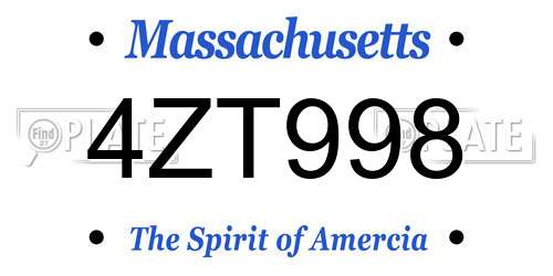 4ZT998 Massachusetts License Plate