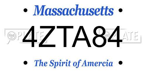 4ZTA84 Massachusetts License Plate