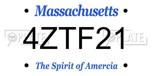 4ZTF21 Massachusetts License Plate