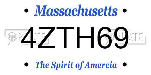 4ZTH69 Massachusetts License Plate