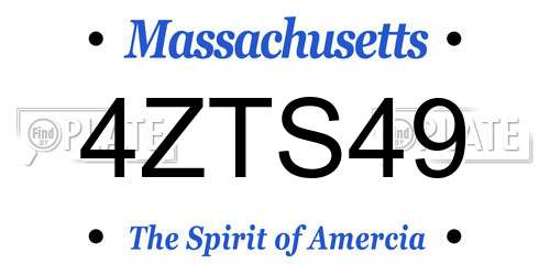 4ZTS49 Massachusetts License Plate