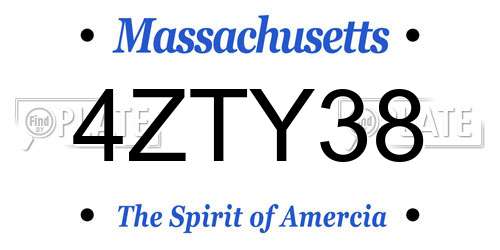 4ZTY38 Massachusetts License Plate