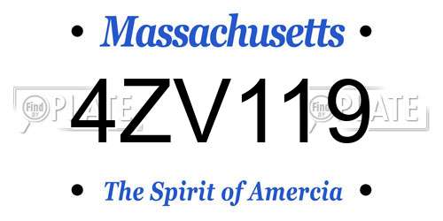 4ZV119 Massachusetts License Plate