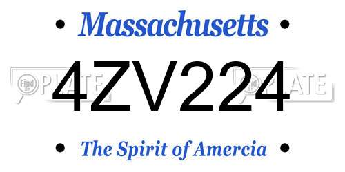 4ZV224 Massachusetts License Plate