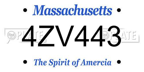 4ZV443 Massachusetts License Plate