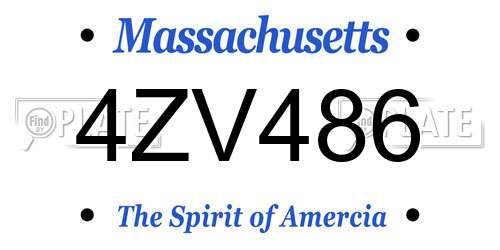4ZV486 Massachusetts License Plate