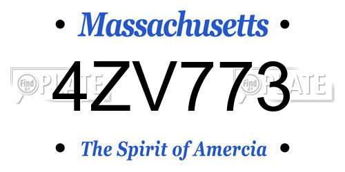 4ZV773 Massachusetts License Plate