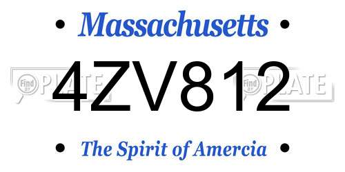 4ZV812 Massachusetts License Plate