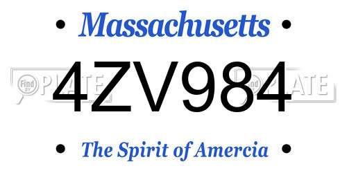 4ZV984 Massachusetts License Plate