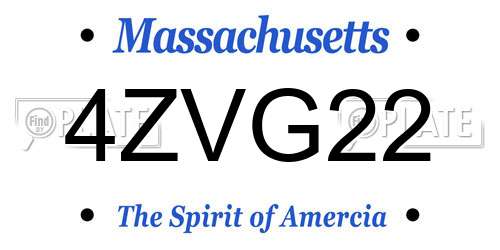 4ZVG22 Massachusetts License Plate