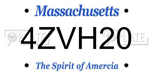 4ZVH20 Massachusetts License Plate