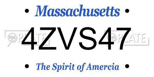 4ZVS47 Massachusetts License Plate