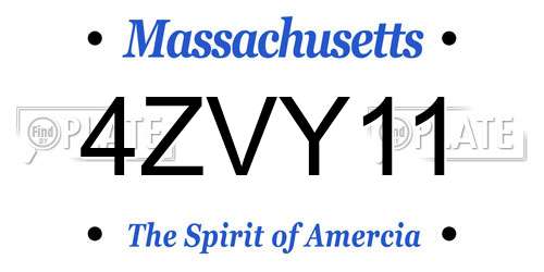 4ZVY11 Massachusetts License Plate