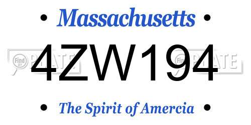 4ZW194 Massachusetts License Plate
