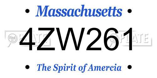 4ZW261 Massachusetts License Plate