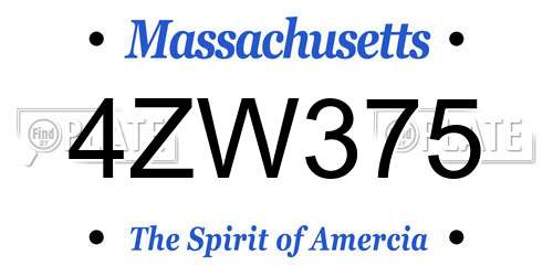 4ZW375 Massachusetts License Plate