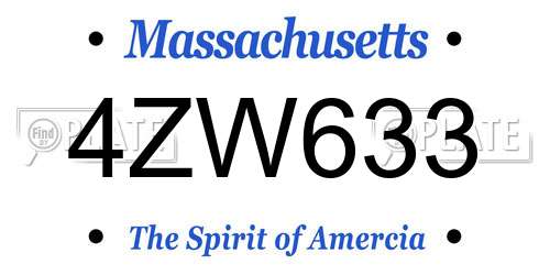 4ZW633 Massachusetts License Plate