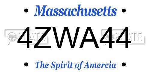 4ZWA44 Massachusetts License Plate