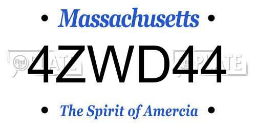 4ZWD44 Massachusetts License Plate
