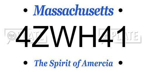 4ZWH41 Massachusetts License Plate