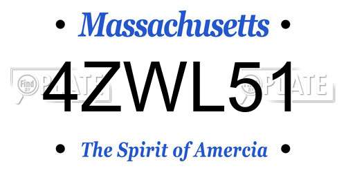 4ZWL51 Massachusetts License Plate