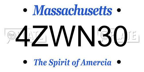 4ZWN30 Massachusetts License Plate