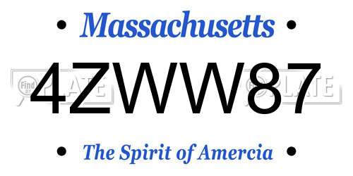 4ZWW87 Massachusetts License Plate