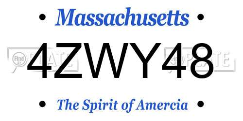 4ZWY48 Massachusetts License Plate