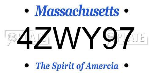 4ZWY97 Massachusetts License Plate