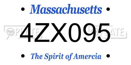 4ZX095 Massachusetts License Plate