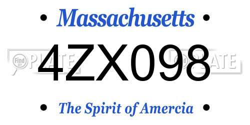 4ZX098 Massachusetts License Plate
