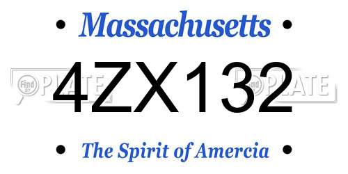 4ZX132 Massachusetts License Plate