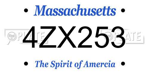 4ZX253 Massachusetts License Plate