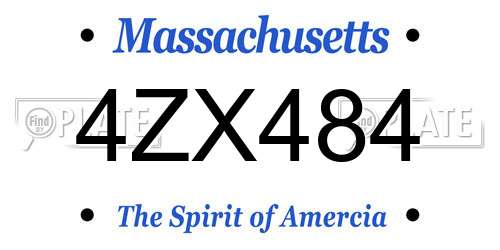 4ZX484 Massachusetts License Plate