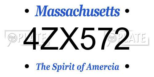 4ZX572 Massachusetts License Plate
