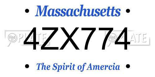 4ZX774 Massachusetts License Plate