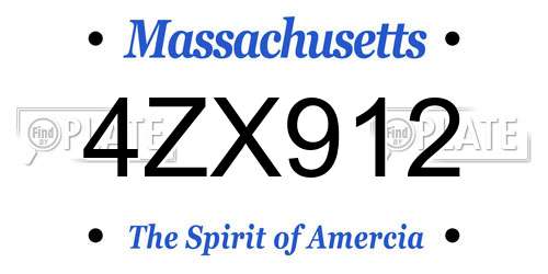 4ZX912 Massachusetts License Plate