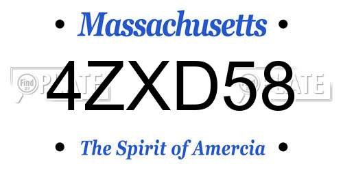 4ZXD58 Massachusetts License Plate