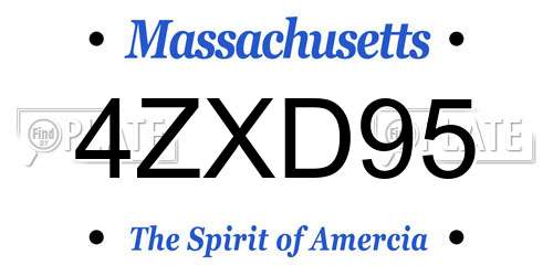 4ZXD95 Massachusetts License Plate