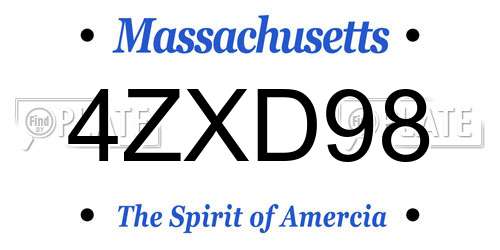 4ZXD98 Massachusetts License Plate