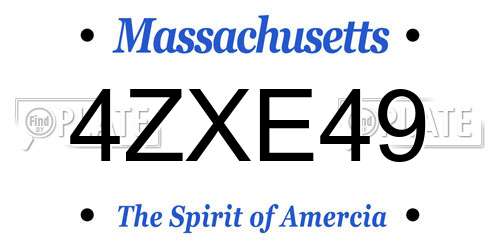 4ZXE49 Massachusetts License Plate