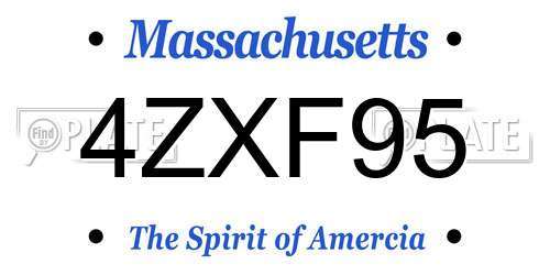 4ZXF95 Massachusetts License Plate